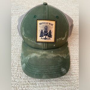 Used men’s United by Blue trucker hat in green and grey